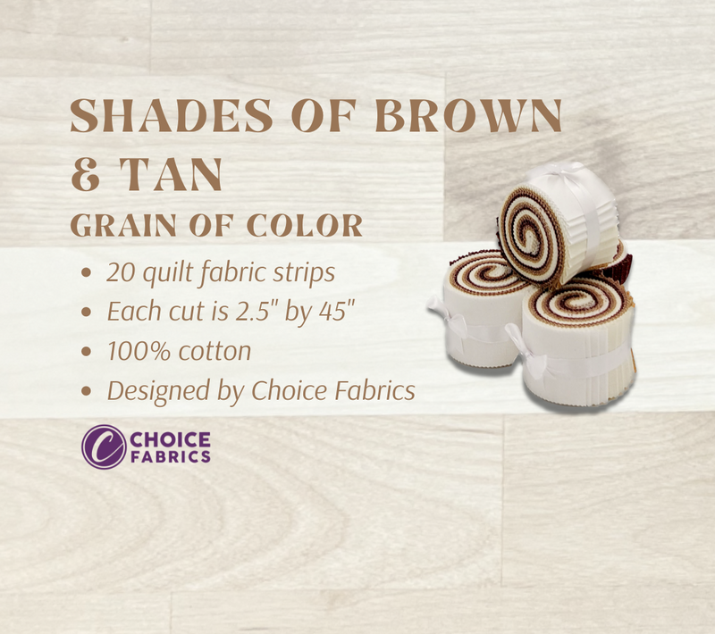 Grain of Color - 2.5" Roll - Shades of Brown & Tan (20 cuts)