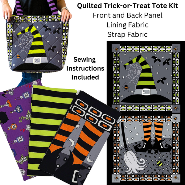 Quilted Trick or Treat Tote - Quilt Kit (Gray Panel)