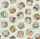 Cotton Tails - Rabbit and Basket Toss - Sage Green