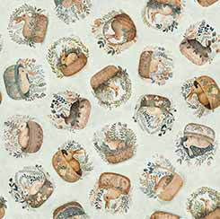 Cotton Tails - Rabbit and Basket Toss - Sage Green