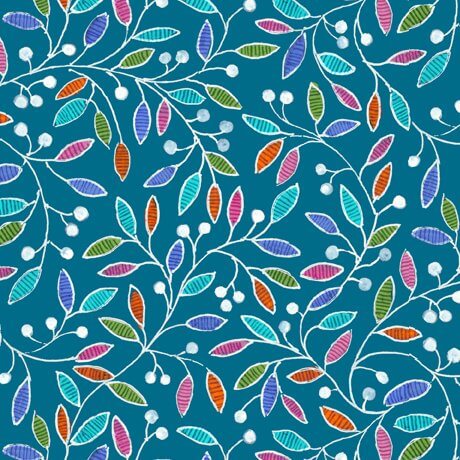 Flowerful - Leaf Vine - Dark Teal