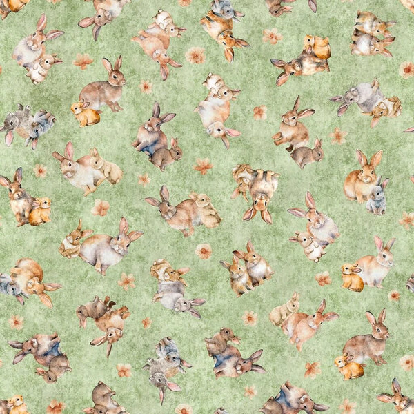 Hunny Bunny - Tossed Bunnies - Sage Green