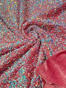 All-Over 5mm Shiny Sequins Stretch Velvet 54" Wide| New Creations Fabric & Foam Inc.