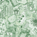 Light Green Sewing Ephemera Sew Shabby Chic Cotton 44"/45" Fabric Per Yard