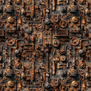 Rust Steam & Steel Train Mechanical Gears Cotton 44"/45" Fabric Per Yard