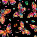 Fluttering Gardens Butterflies Black Cotton 44"/45" Fabric Per Yard