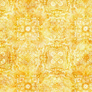 Yellow Medallion Geo Lil Farmers Cotton 44"/45" Fabric Per Yard