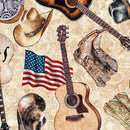 American Country Guitars Tan 44"/45" Cotton Fabric Per Yard
