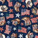 American Country American Cowboy Navy 44"/45" Cotton Fabric Per Yard