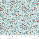 Pale Blue Tender Vines Cotton 44"/45" Fabric Per Yard