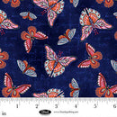 Cameo Appearance Butterflies Navy Cotton 44"/45" Fabric Per Yard