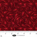 Cameo Appearance Tonal Flower with Leaves Red Cotton 44"/45" Fabric Per Yard
