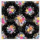 Black Whimsical Garden Midnight Blooms Cotton 44"/45" Fabric Per Yard