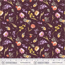 Aviva Floral Charm Aubergine Cotton 44"/45" Fabric Per Yard