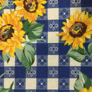 Plaid Daisy Floral Print Poly Cotton Fabric
