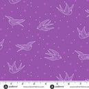 Perfect Day Swallows Purple Cotton 44"/45" Fabric Per Yard