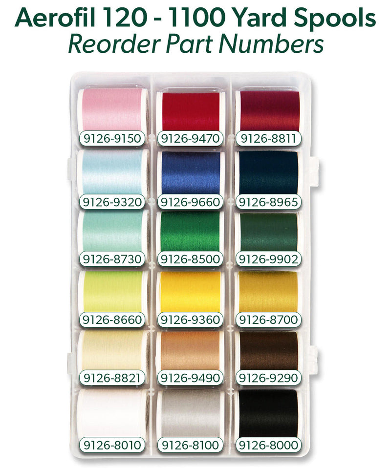 Aerofil 120 – Smart Box, 1100-yard (1000m) Spools, 18 Colors