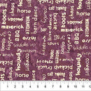 Saddle Up Words Raspberry Cotton 43"/44" Fabric Per Yard