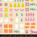 Paper Cuts 2 Parchment Natural Icons Ephemera Cotton 43"/44" Fabric Per Yard