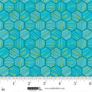 Turquoise Mini Hexies 44"/45" Cotton Fabric Per Yard