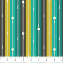 Bits And Bobs Zippers Teal 44"/45" Cotton Fabric Per Yard