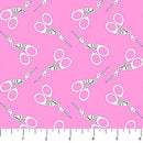 Bits And Bobs Scissors Pink 44"/45" Cotton Fabric Per Yard
