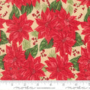 Holiday Cheer Natural Vintage Poinsettia Florals 44"/45" Cotton Fabric Per Yard