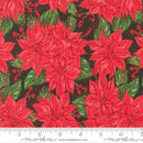 Holiday Cheer Midnight Poinsett Vintage Poinsettia Florals 44"/45" Cotton Fabric Per Yard