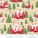Holiday Cheer Natural Cardinals Village 44"/45" Cotton Fabric Per Yard