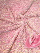 All-Over 5mm Shiny Sequins Stretch Velvet 54" Wide| New Creations Fabric & Foam Inc.