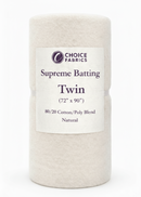 Choice Supreme Batting - 80/20 Cotton/Poly Blend - Twin (72" x 90")