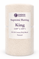 Choice Supreme Batting - 80/20 Cotton/Poly Blend - King (120" x 120")