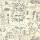 Beige Etchings Collage Cotton Wideback Fabric Per Yard