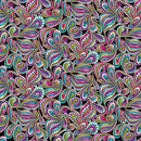 Black Multi Paisley Style Cotton Wideback Fabric Per Yard