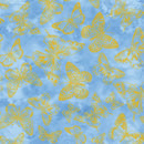 Blue Butterfly Impressions Cotton 44"/45" Fabric Per Yard