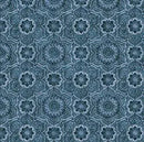 Blue Denim Flower Medallion Cotton Wideback Fabric per yard