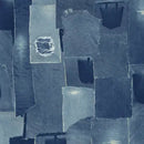 Blue Denim Patches Cotton Wideback Fabric Per Yard