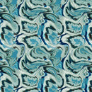 Blue Green Turquoise Swirl Fern Virtuoso Cotton 44"/45" Fabric Per Yard