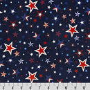 Blue Liberty Stars Digital Cuddle Ink Fabric per yard