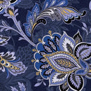 Blue Navy Footstool Cotton Wideback Fabric per yard