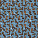 Blue Southwest Minis Boots 44/45" Cotton Fabric Per Yard