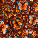 Burnt Umber Butterflies Harvest Hollow 44"/45" Cotton Fabric per yard