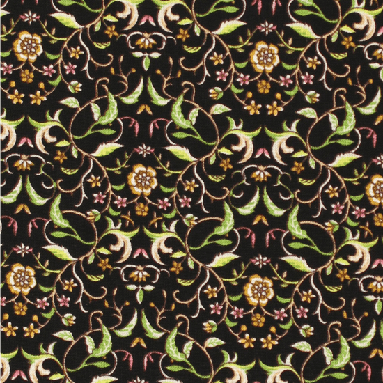 Sew de Vine - Tan Leafy Flowers
