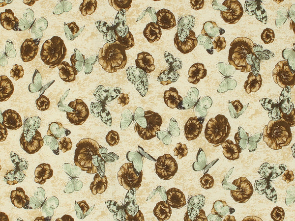 Romantic Garden - Floral Butterflies - Light Brown