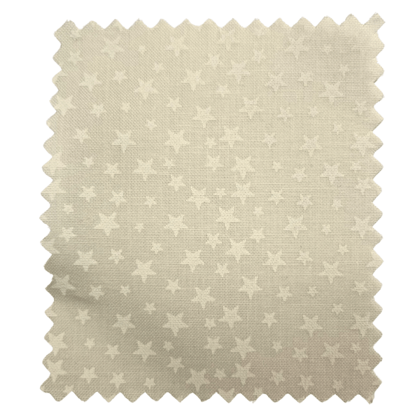 Fabric swatch with star pattern on a beige background