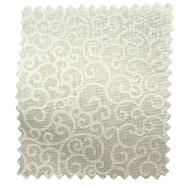 Textile swatch with a beige and white pattern on a white background