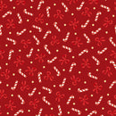 Candy Canes And Bows Metallic Red Merry Mix 43"/44" Cotton Fabric Per Yard
