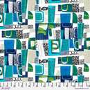 Collage Sea Blue Cotton 44"/45" Fabric Per Yard