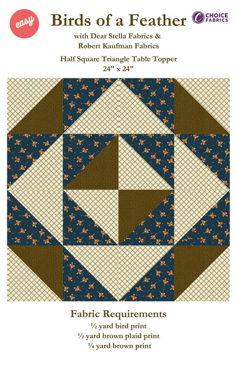 Birds of a Feather - Half Square Triangle Table Topper - Quilt Kit