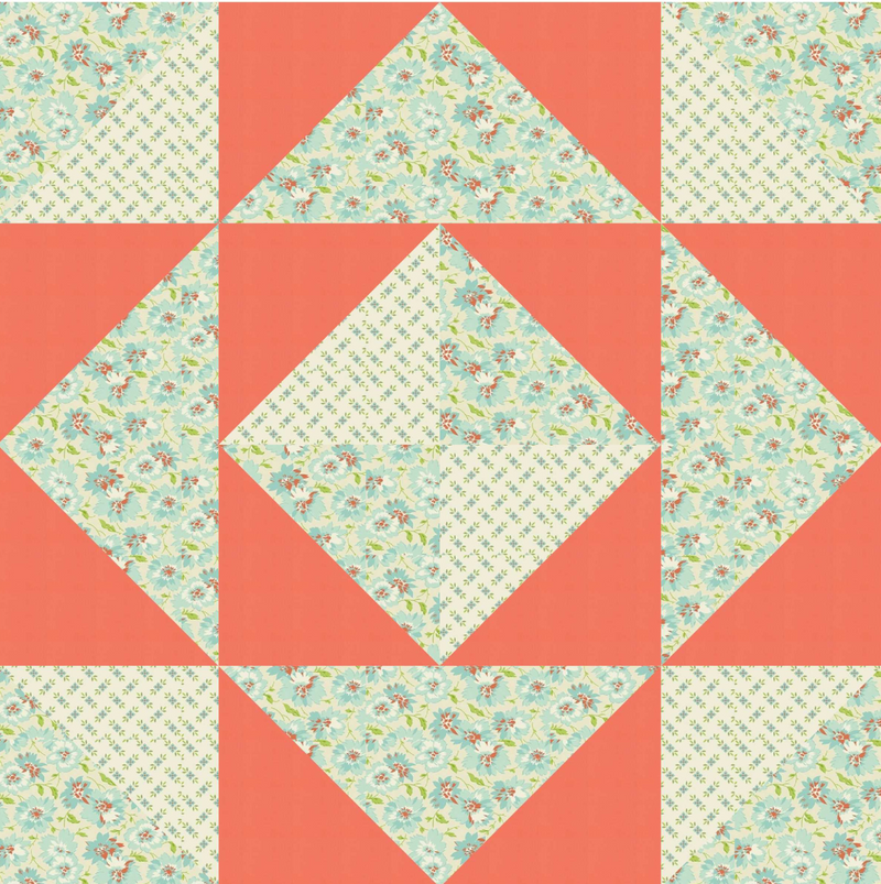 Coral Floral - Half Square Triangle Table Topper - Quilt Kit